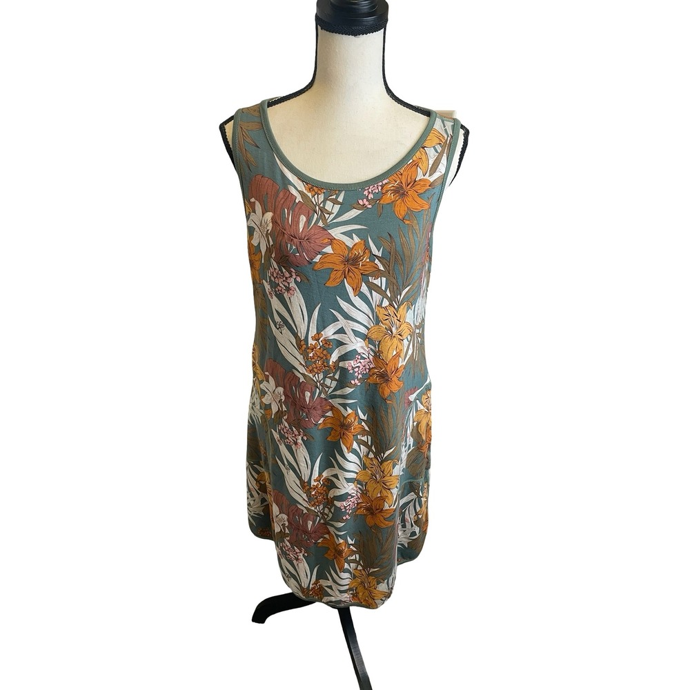 Tribal Jeans Sleeveless Sundress Sage Green Floral Comfy Casual Vacation M/L